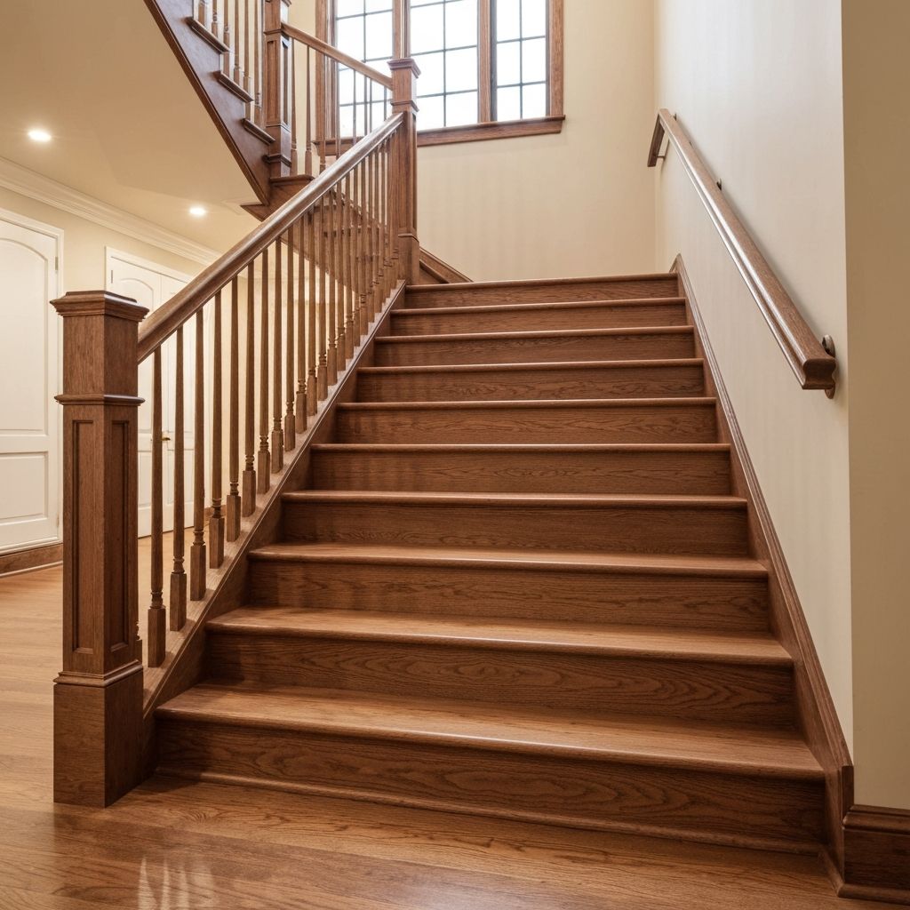 Hardwood flooring and matching stair treads